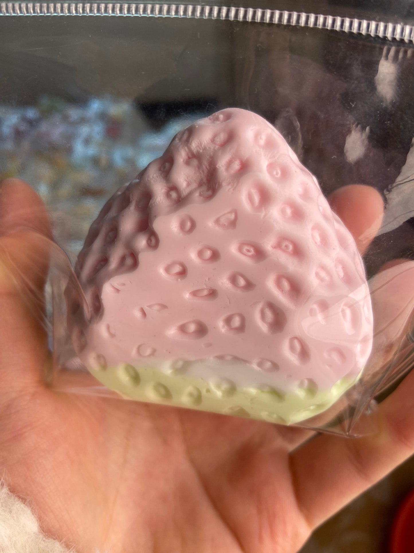 Pink green white strawberry